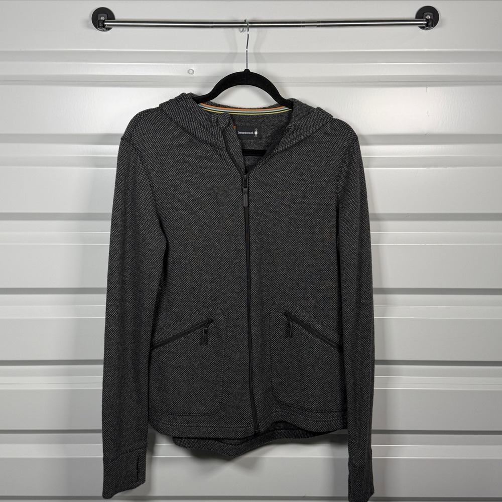 Smartwool Heritage Hoodie Jacket Women M Gray Recycled Wool Zip Thumbhole